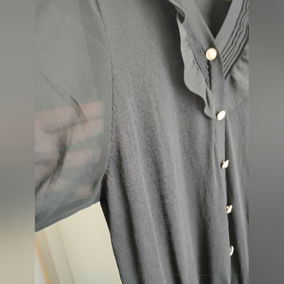 Victorian Grandmacore Witchy Elegant Black Blouse with Button Details - Picture 5 of 11